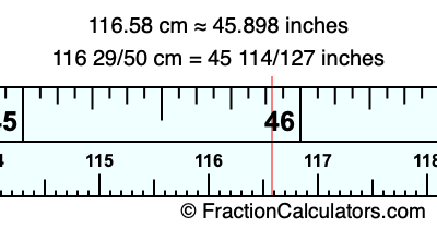 116.58 cm in inches