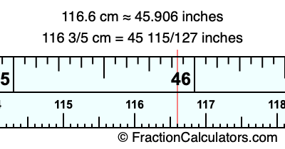 116.6 cm in inches