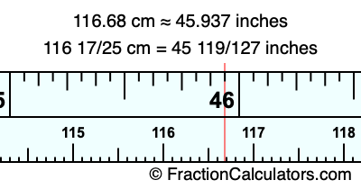 116.68 cm in inches