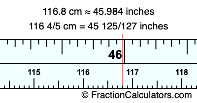 116.8 cm in inches