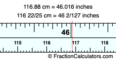 116.88 cm in inches