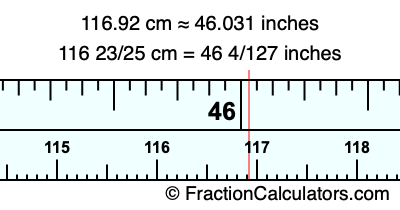 116.92 cm in inches