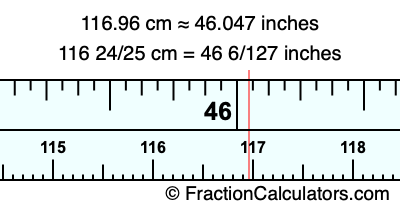 116.96 cm in inches