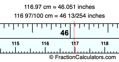 116.97 cm in inches