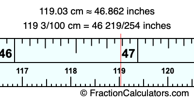 119.03 cm in inches