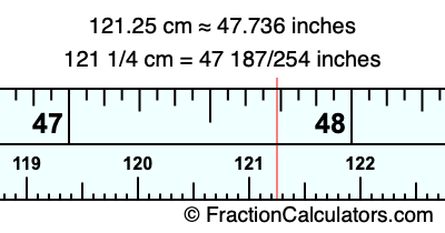 121.25 cm in inches