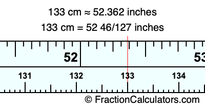 133 cm in inches