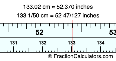 133.02 cm in inches