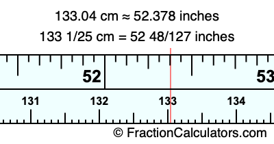 133.04 cm in inches