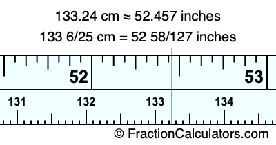 133.24 cm in inches