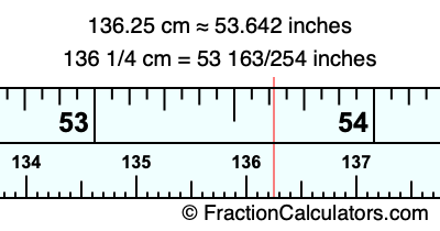 136.25 cm in inches