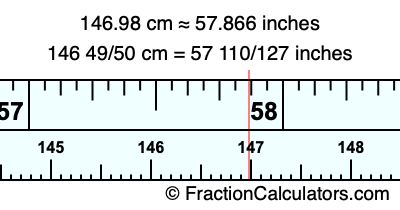 146.98 cm in inches