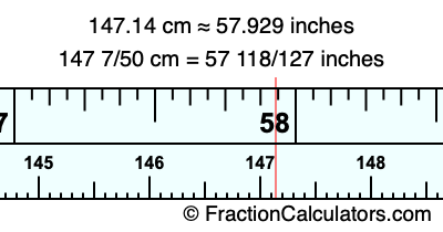 147.14 cm in inches