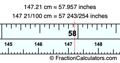 147.21 cm in inches
