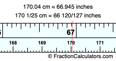 170.04 cm in inches
