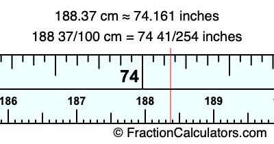 188.37 cm in inches
