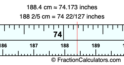 188.4 cm in inches