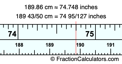 189.86 cm in inches