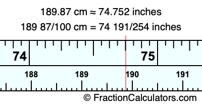 189.87 cm in inches