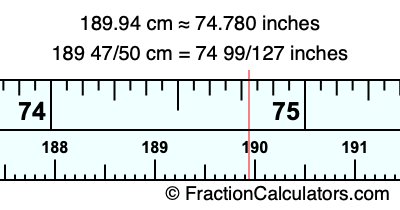 189.94 cm in inches