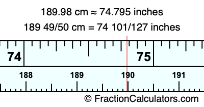 189.98 cm in inches