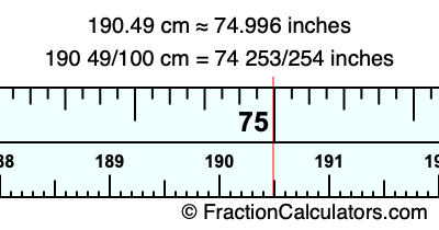 190.49 cm in inches