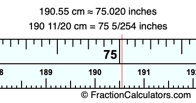 190.55 cm in inches