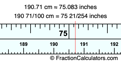 190.71 cm in inches