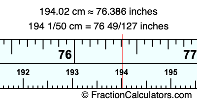194.02 cm in inches