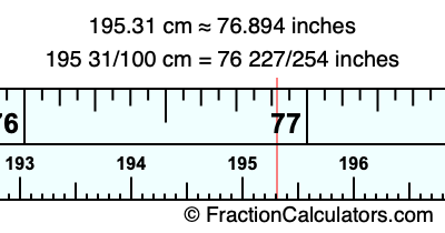 195.31 cm in inches