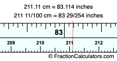 211.11 cm in inches