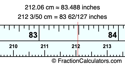212.06 cm in inches