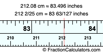 212.08 cm in inches