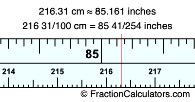 216.31 cm in inches