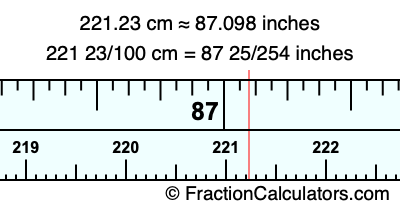 221.23 cm in inches