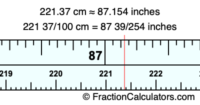221.37 cm in inches