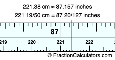 221.38 cm in inches