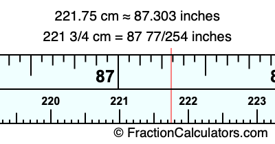 221.75 cm in inches