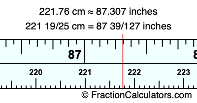 221.76 cm in inches