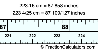 223.16 cm in inches