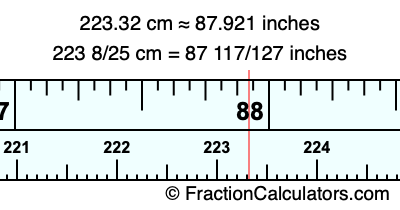 223.32 cm in inches