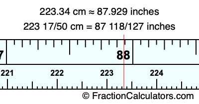 223.34 cm in inches