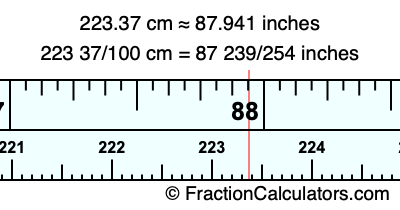 223.37 cm in inches