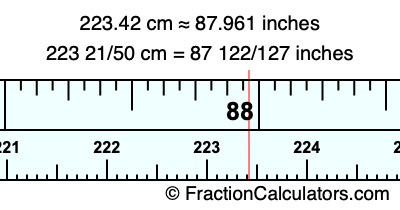 223.42 cm in inches