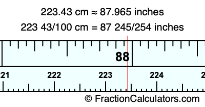 223.43 cm in inches