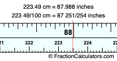 223.49 cm in inches
