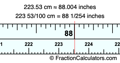 223.53 cm in inches