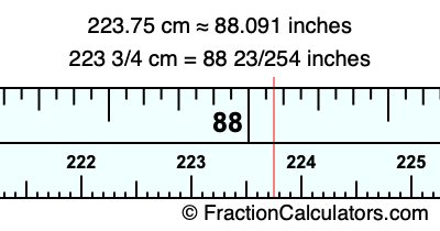223.75 cm in inches