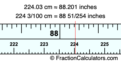 224.03 cm in inches