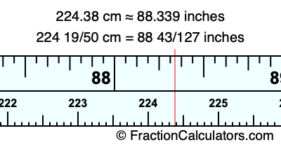224.38 cm in inches